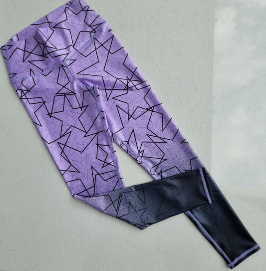 MALLA/ LEGGING COLOMBIANO EFECTO GLOSSY ESTRELLA NEGRA - MORADA