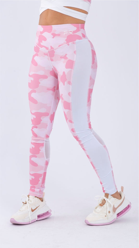 LEGGING DEPORTIVO COLOMBIANO MARCA FIBER MILITAR ROSA