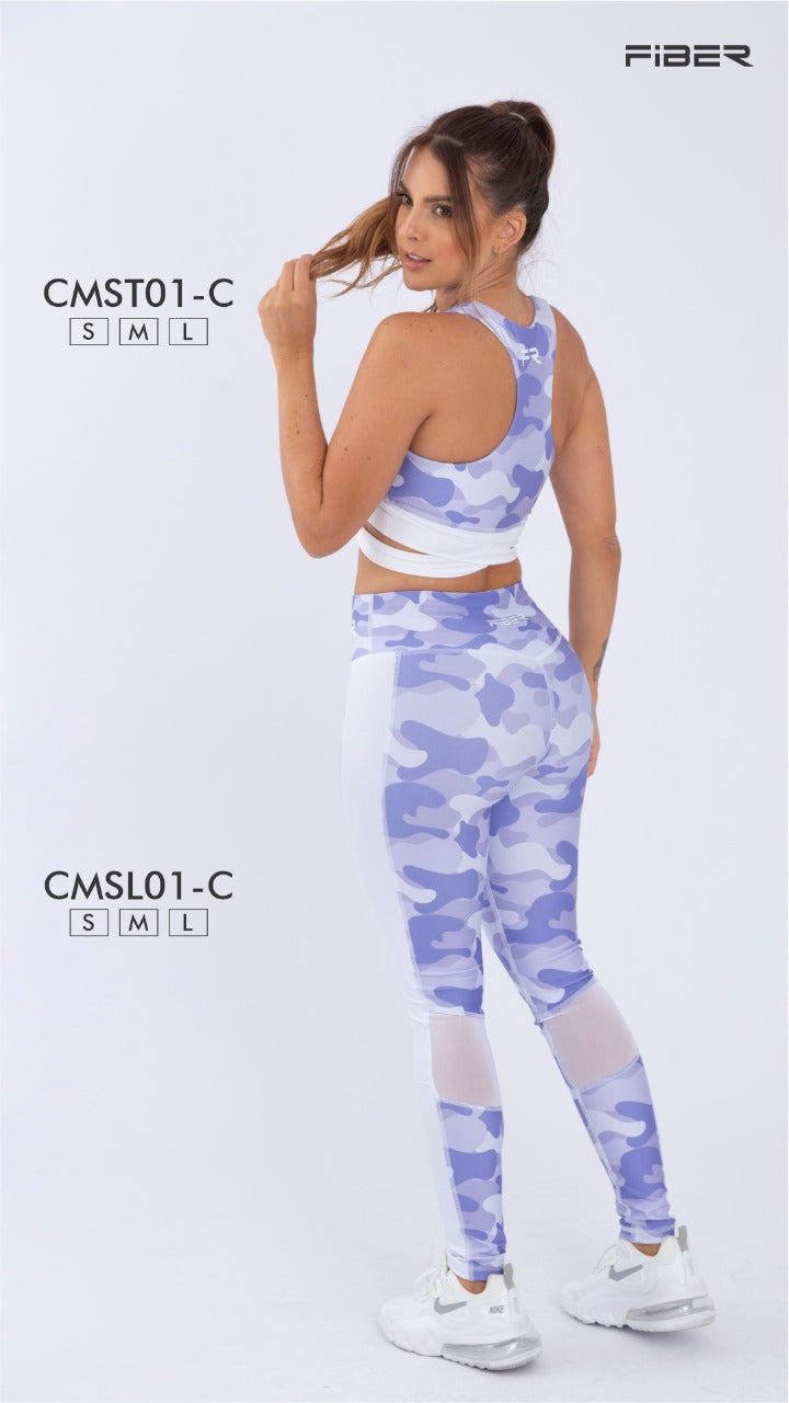 LEGGING DEPORTIVO COLOMBIANO MARCA FIBER MILITAR MORADO