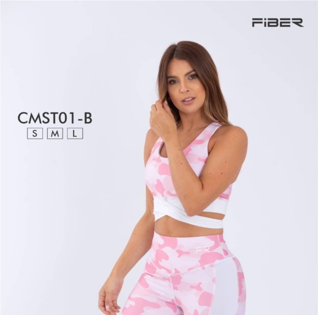 CROP TOP DEPORTIVO COLOMBIANO MARCA FIBER MILITAR ROSA