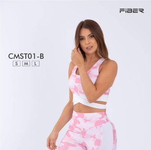 CROP TOP DEPORTIVO COLOMBIANO MARCA FIBER MILITAR ROSA