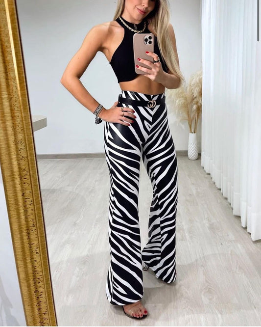 PANTALON COLOMBIANO CASUAL ANIMAL PRINT ZEBRA EFECTO GLOSSY