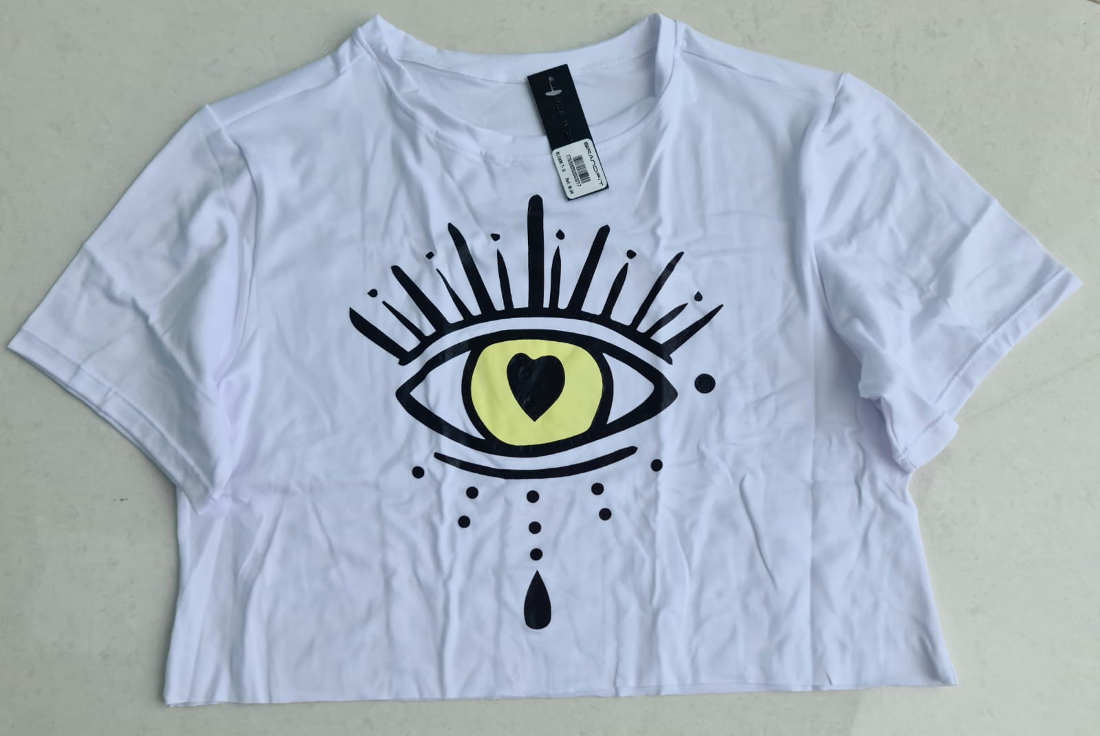 BLUSA / TOP CROP OJO TURCO BLANCO/ AMARILLO